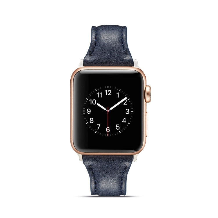Lisslune | For Apple Watch 5/4 44mm & 3/2/1 42mm Thin Leather Watch Strap (Blue)