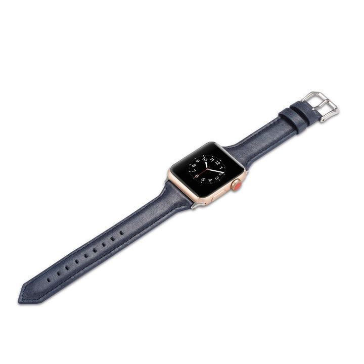 Lisslune | For Apple Watch 5/4 44mm & 3/2/1 42mm Thin Leather Watch Strap (Blue)