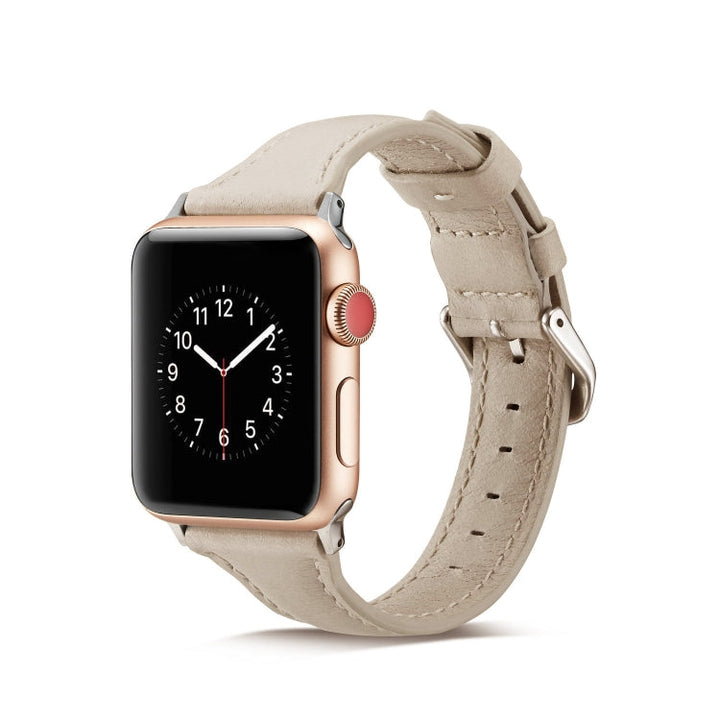Lisslune | For Apple Watch 5/4 44mm & 3/2/1 42mm Thin Leather Strap (Creamy White)
