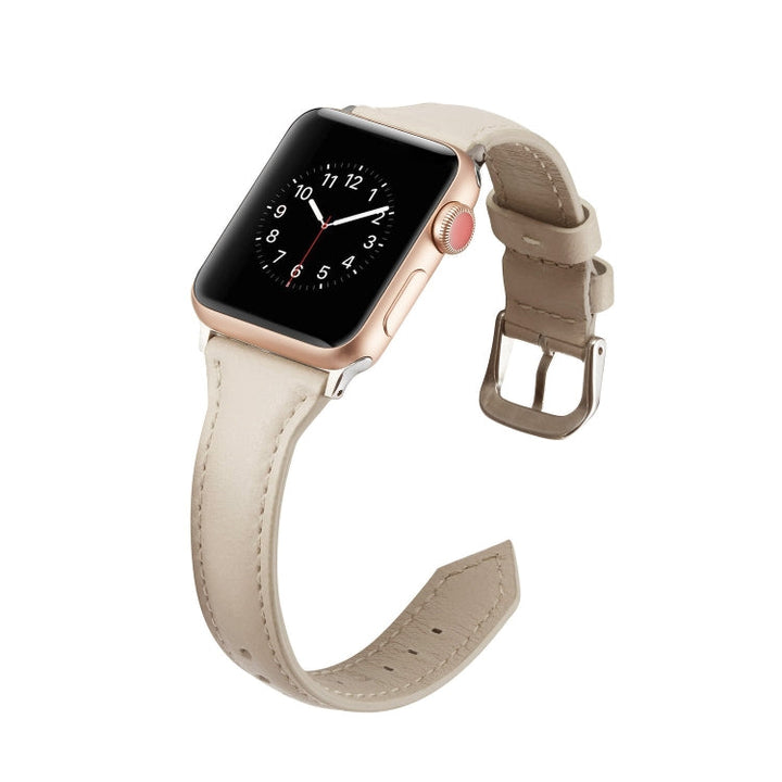 Lisslune | For Apple Watch 5/4 44mm & 3/2/1 42mm Thin Leather Strap (Creamy White)