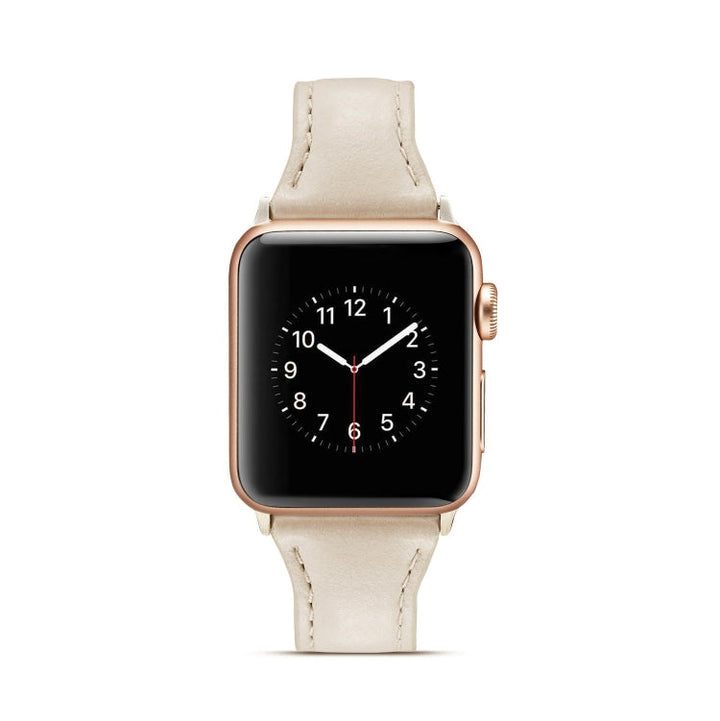 Lisslune | For Apple Watch 5/4 44mm & 3/2/1 42mm Thin Leather Strap (Creamy White)