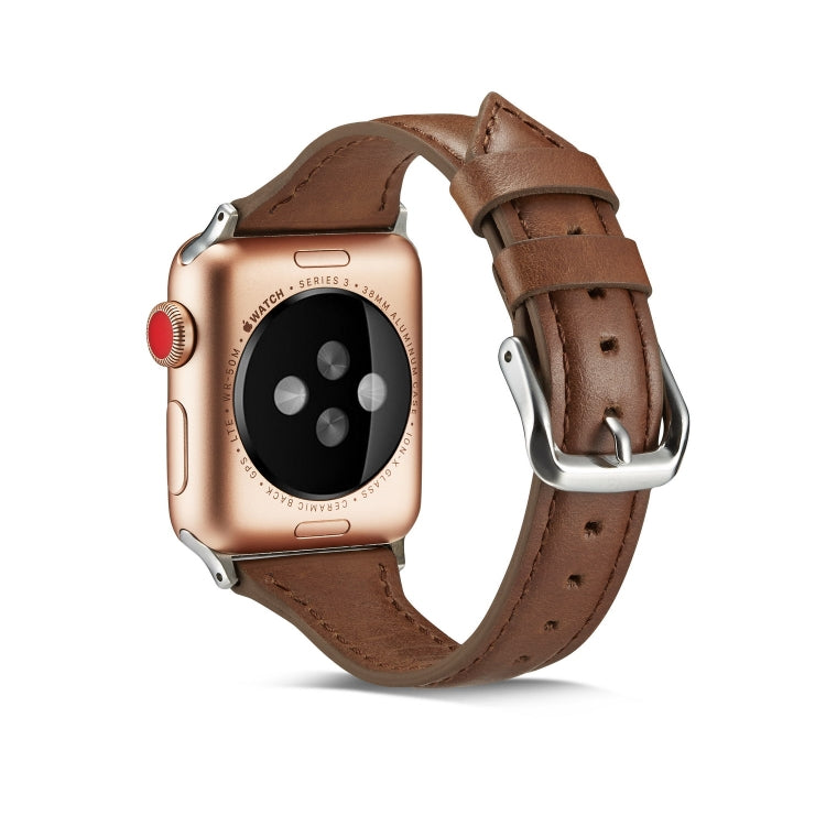 Lisslune | For Apple Watch 5/4 44mm & 3/2/1 42mm Thin Leather Strap (Dark Brown)