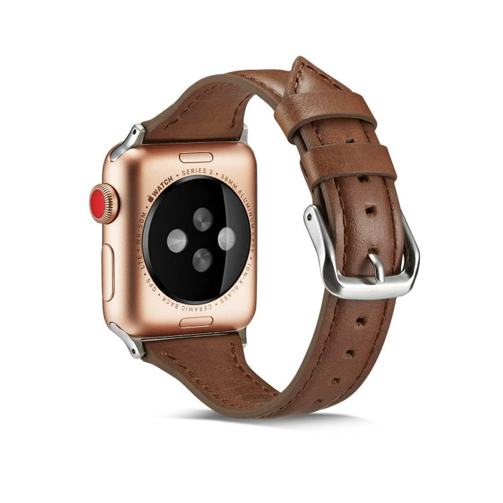 Lisslune | For Apple Watch 5/4 44mm & 3/2/1 42mm Thin Leather Strap (Dark Brown)