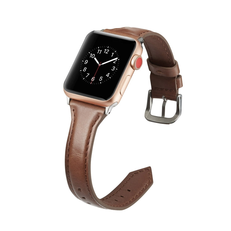 Lisslune | For Apple Watch 5/4 44mm & 3/2/1 42mm Thin Leather Strap (Dark Brown)