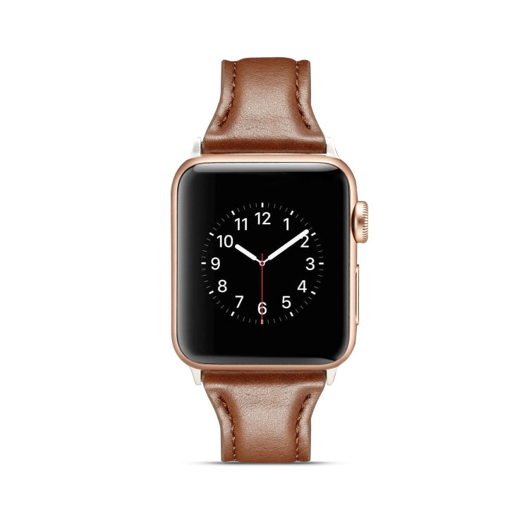 Lisslune | For Apple Watch 5/4 44mm & 3/2/1 42mm Thin Leather Strap (Dark Brown)