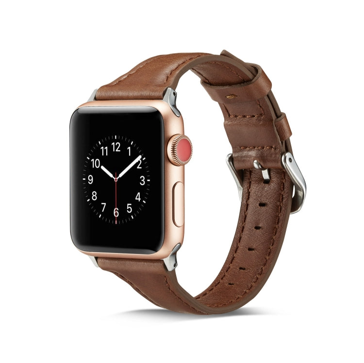 Lisslune | For Apple Watch 5/4 44mm & 3/2/1 42mm Thin Leather Strap (Dark Brown)