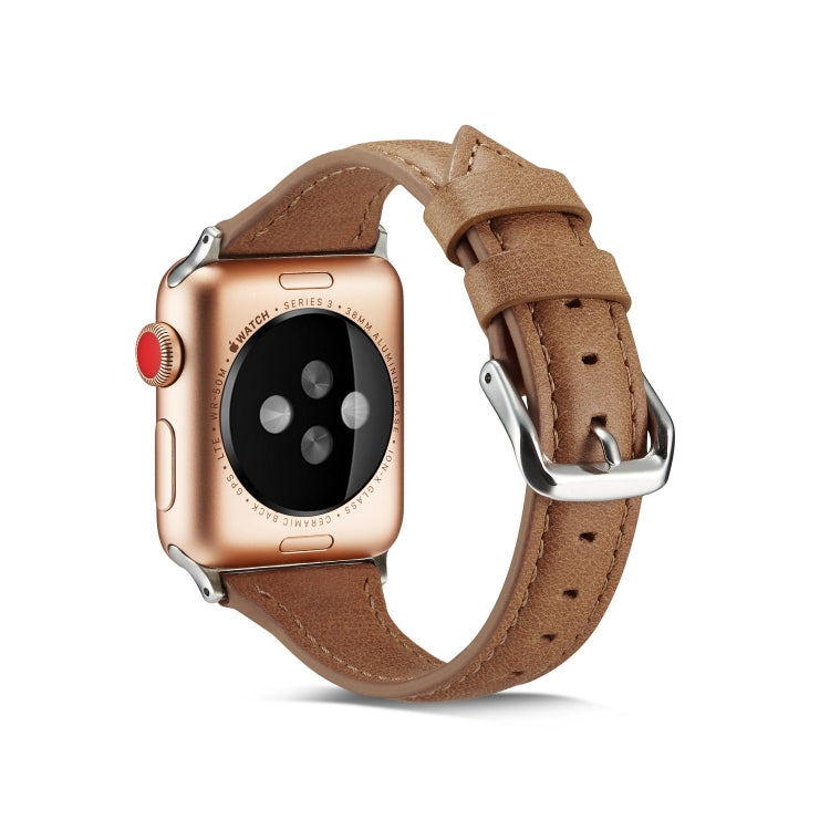 Lisslune | For Apple Watch 5/4 44mm & 3/2/1 42mm Thin Leather Watch Strap (Brown)