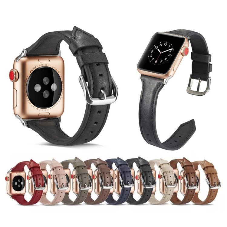 Lisslune | For Apple Watch 5/4 44mm & 3/2/1 42mm Thin Leather Strap (Black)