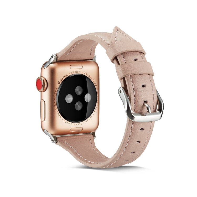 Lisslune | For Apple Watch 5/4 40mm & 3/2/1 38mm Thin Leather Band (Pink)