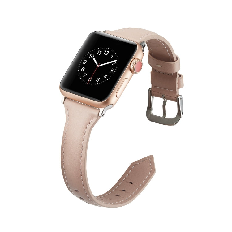 Lisslune | For Apple Watch 5/4 40mm & 3/2/1 38mm Thin Leather Band (Pink)