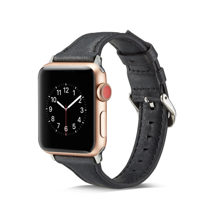 Lisslune | For Apple Watch 5/4 40mm & 3/2/1 38mm Thin Leather Watch Band (Black)