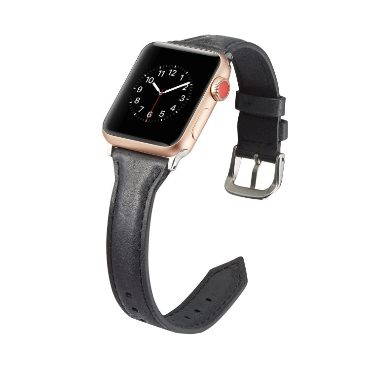 Lisslune | For Apple Watch 5/4 40mm & 3/2/1 38mm Thin Leather Watch Band (Black)