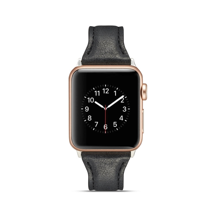 Lisslune | For Apple Watch 5/4 40mm & 3/2/1 38mm Thin Leather Watch Band (Black)
