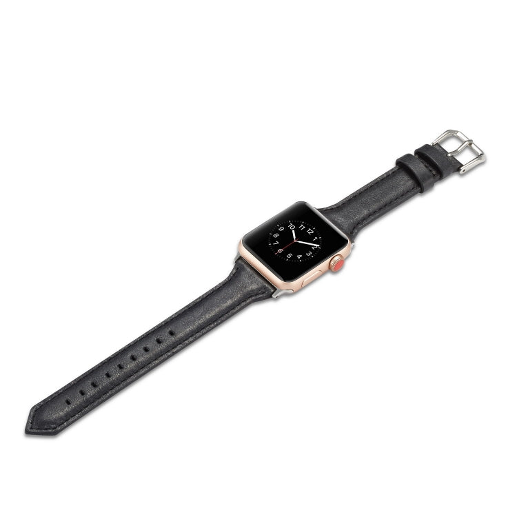 Lisslune | For Apple Watch 5/4 40mm & 3/2/1 38mm Thin Leather Watch Band (Black)