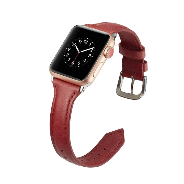 Lisslune | For Apple Watch 5/4 40mm & 3/2/1 38mm Thin Leather Watch Band (Red)