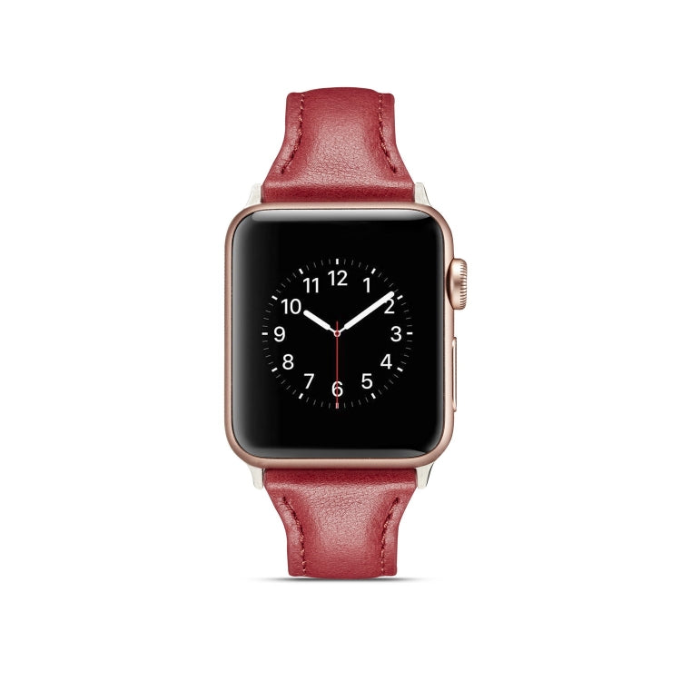 Lisslune | For Apple Watch 5/4 40mm & 3/2/1 38mm Thin Leather Watch Band (Red)