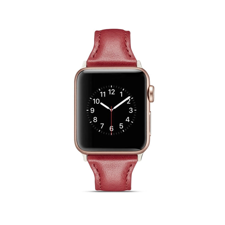 Lisslune | For Apple Watch 5/4 40mm & 3/2/1 38mm Thin Leather Watch Band (Red)