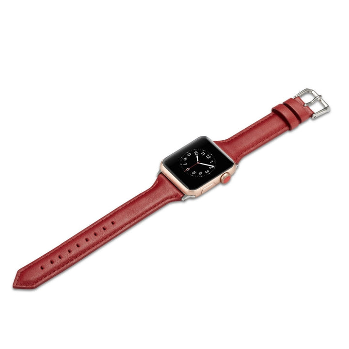 Lisslune | For Apple Watch 5/4 40mm & 3/2/1 38mm Thin Leather Watch Band (Red)