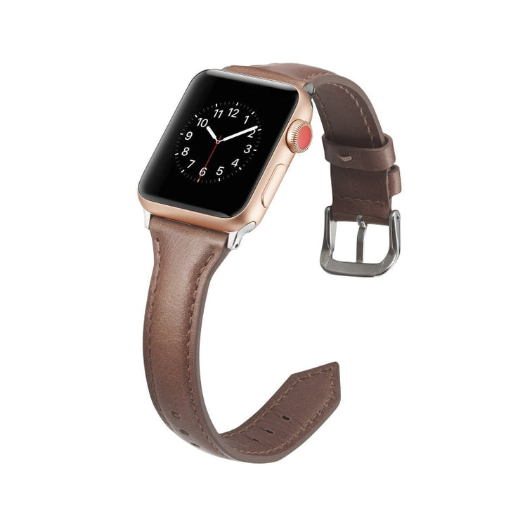 Lisslune | For Apple Watch 5/4 40mm and 3/2/1 38mm Thin Leather Band (Coffee)
