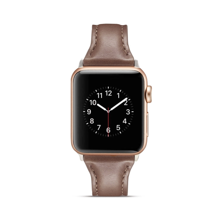 Lisslune | For Apple Watch 5/4 40mm and 3/2/1 38mm Thin Leather Band (Coffee)