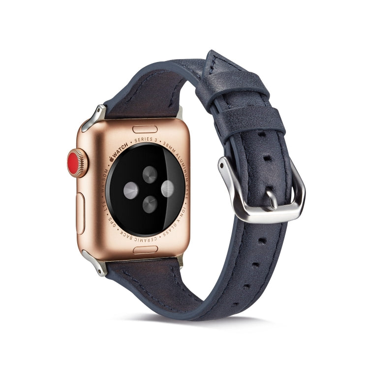 Lisslune | For Apple Watch 5/4 40mm & 3/2/1 38mm Thin Leather Strap (Blue)
