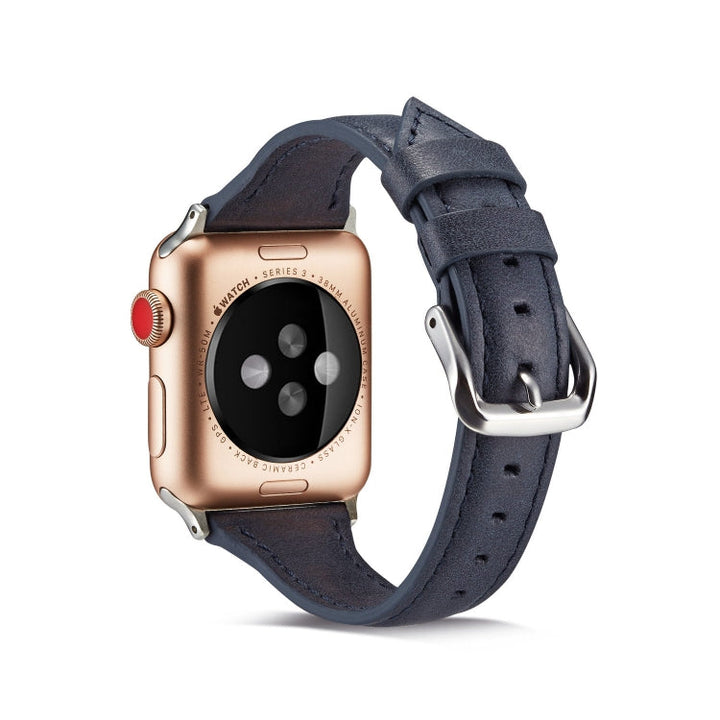 Lisslune | For Apple Watch 5/4 40mm & 3/2/1 38mm Thin Leather Strap (Blue)