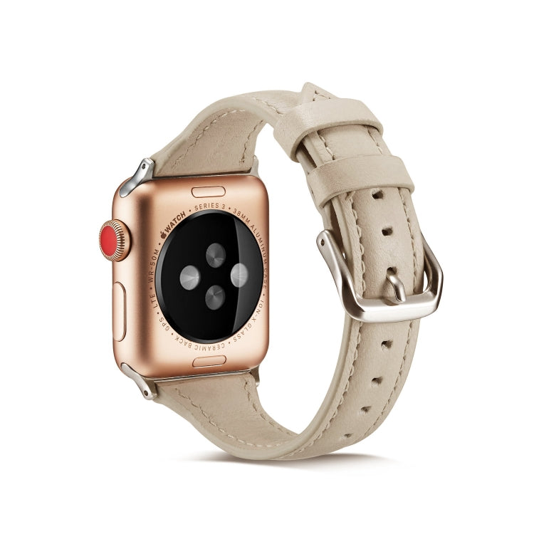Lisslune | For Apple Watch 5/4 40mm & 3/2/1 38mm Thin Leather Strap (Cream White)