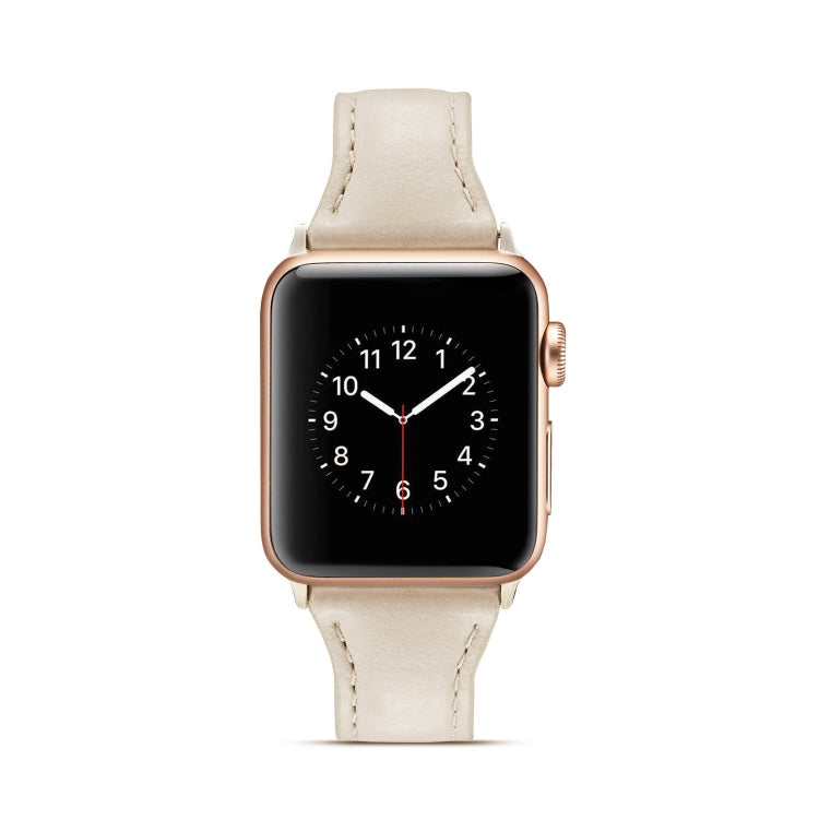 Lisslune | For Apple Watch 5/4 40mm & 3/2/1 38mm Thin Leather Strap (Cream White)