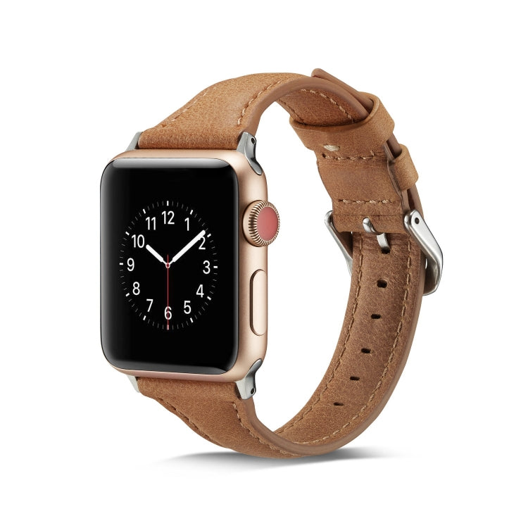 Lisslune | For Apple Watch 5/4 40mm & 3/2/1 38mm Thin Leather Strap (Brown)