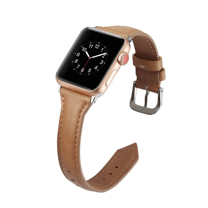 Lisslune | For Apple Watch 5/4 40mm & 3/2/1 38mm Thin Leather Strap (Brown)