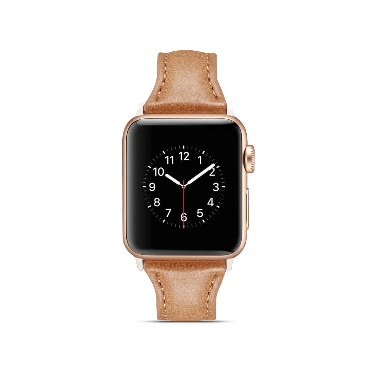 Lisslune | For Apple Watch 5/4 40mm & 3/2/1 38mm Thin Leather Strap (Brown)