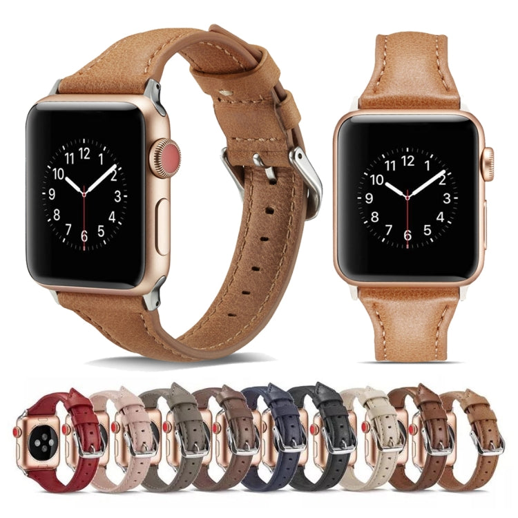 Lisslune | For Apple Watch 5/4 40mm & 3/2/1 38mm Thin Leather Strap (Blue)