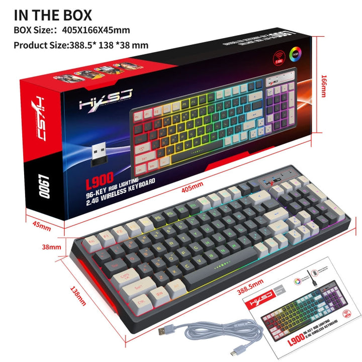 Lisslune | HXSJ L900 RGB Backlit Two-Color Injection Molding Keycaps 2.4G Wireless Keyboard