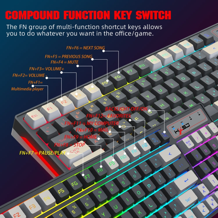 Lisslune | HXSJ L900 RGB Backlit Two-Color Injection Molding Keycaps 2.4G Wireless Keyboard