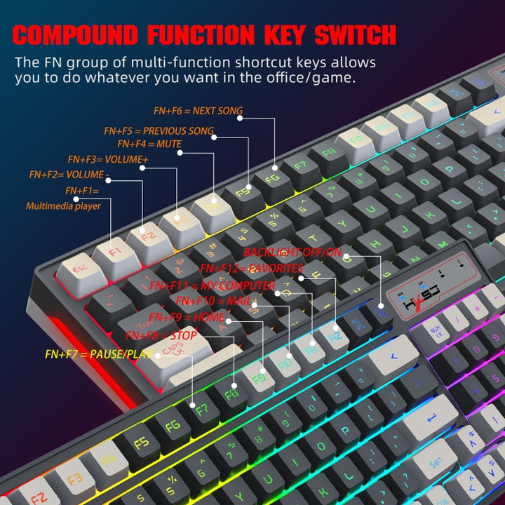 Lisslune | HXSJ L900 RGB Backlit Two-Color Injection Molding Keycaps 2.4G Wireless Keyboard