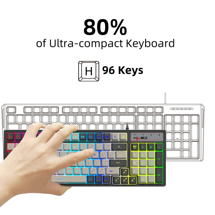 Lisslune | HXSJ V600 96-Key RGB Backlight Dual-Color Injection Molding Wired Gaming Keyboard