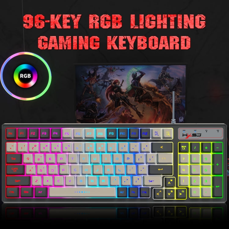 Lisslune | HXSJ V600 96-Key RGB Backlight Dual-Color Injection Molding Wired Gaming Keyboard