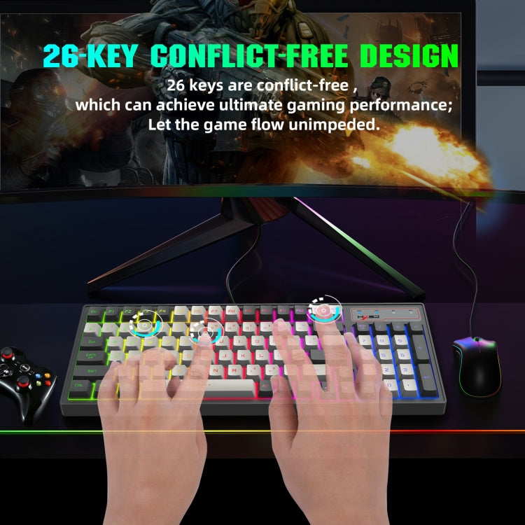 Lisslune | HXSJ V600 96-Key RGB Backlight Dual-Color Injection Molding Wired Gaming Keyboard