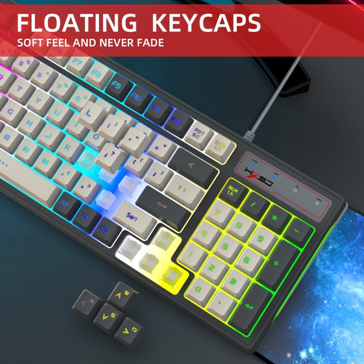 Lisslune | HXSJ V600 96-Key RGB Backlight Dual-Color Injection Molding Wired Gaming Keyboard
