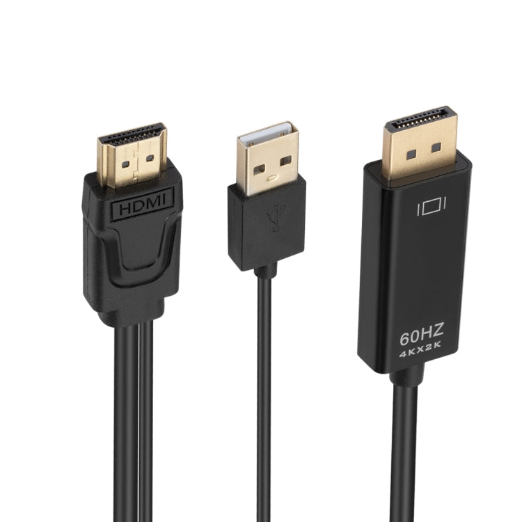 Lisslune | HDMI to USB+DisplayPort adapter cable with power supply, length: 1.8m (Black)