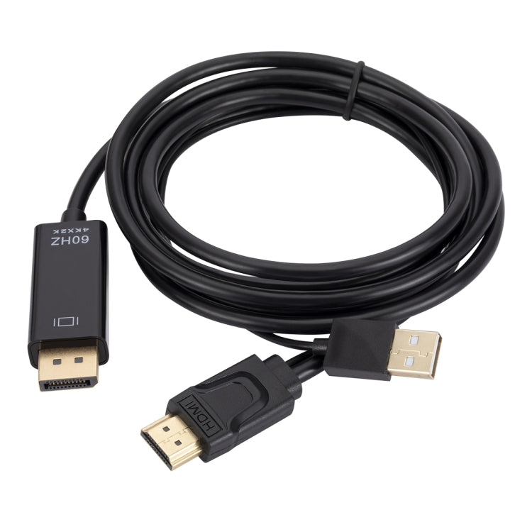 Lisslune | HDMI to USB+DisplayPort adapter cable with power supply, length: 1.8m (Black)