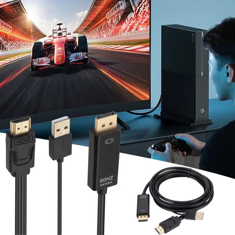 Lisslune | HDMI to USB+DisplayPort adapter cable with power supply, length: 1.8m (Black)