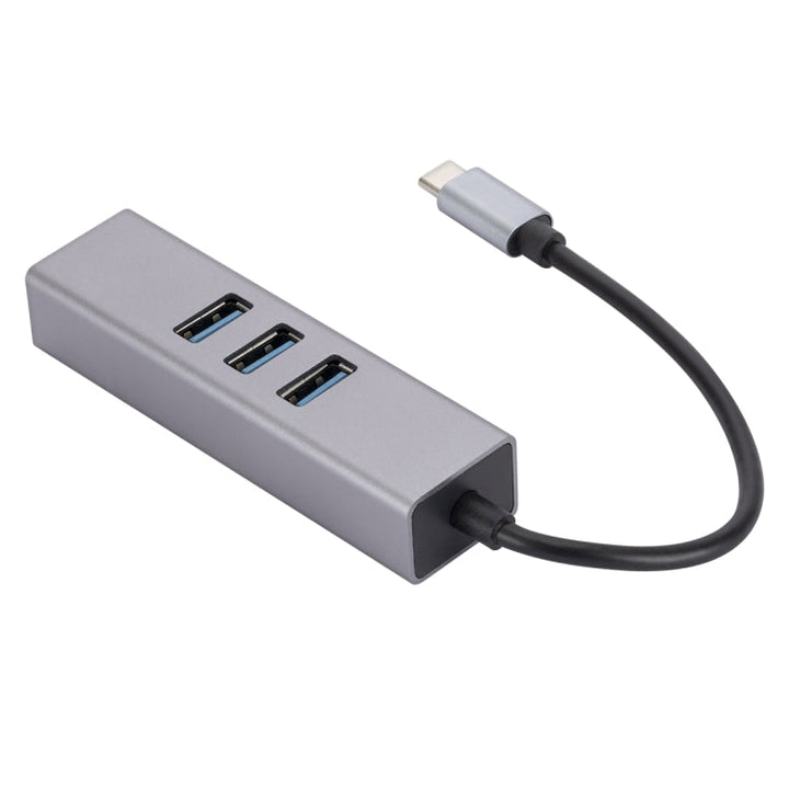 Lisslune | SL-030 USB-C / Type-C to Gigabit Ethernet RJ45 & 3 x USB 3.0 Adapter Converter HUB (Gray)