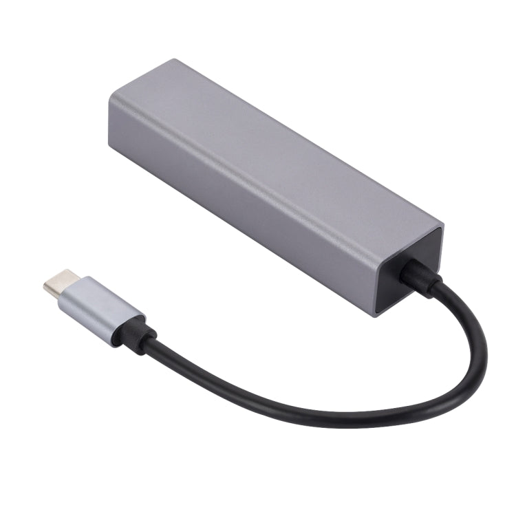 Lisslune | SL-030 USB-C / Type-C to Gigabit Ethernet RJ45 & 3 x USB 3.0 Adapter Converter HUB (Gray)