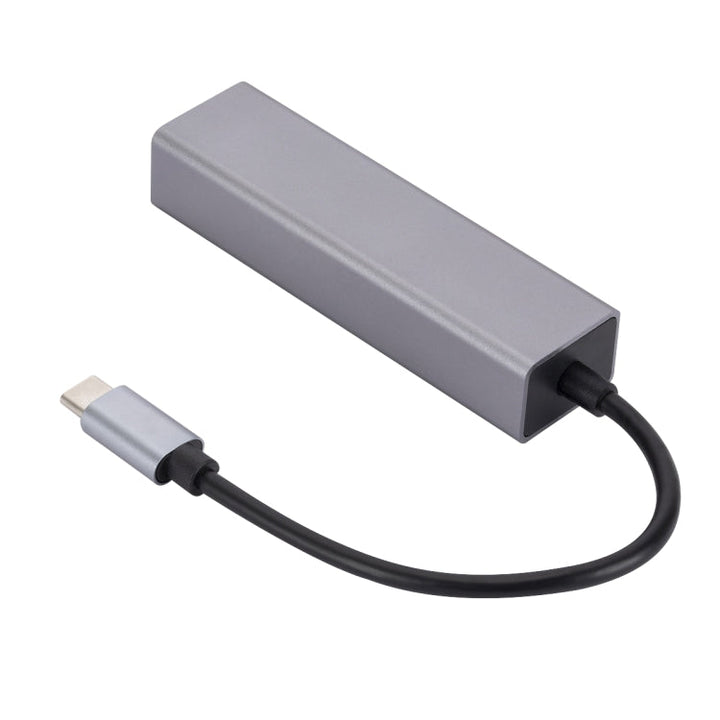 Lisslune | SL-030 USB-C / Type-C to Gigabit Ethernet RJ45 & 3 x USB 3.0 Adapter Converter HUB (Gray)