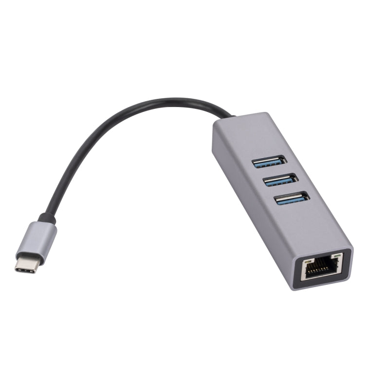 Lisslune | SL-030 USB-C / Type-C to Gigabit Ethernet RJ45 & 3 x USB 3.0 Adapter Converter HUB (Gray)