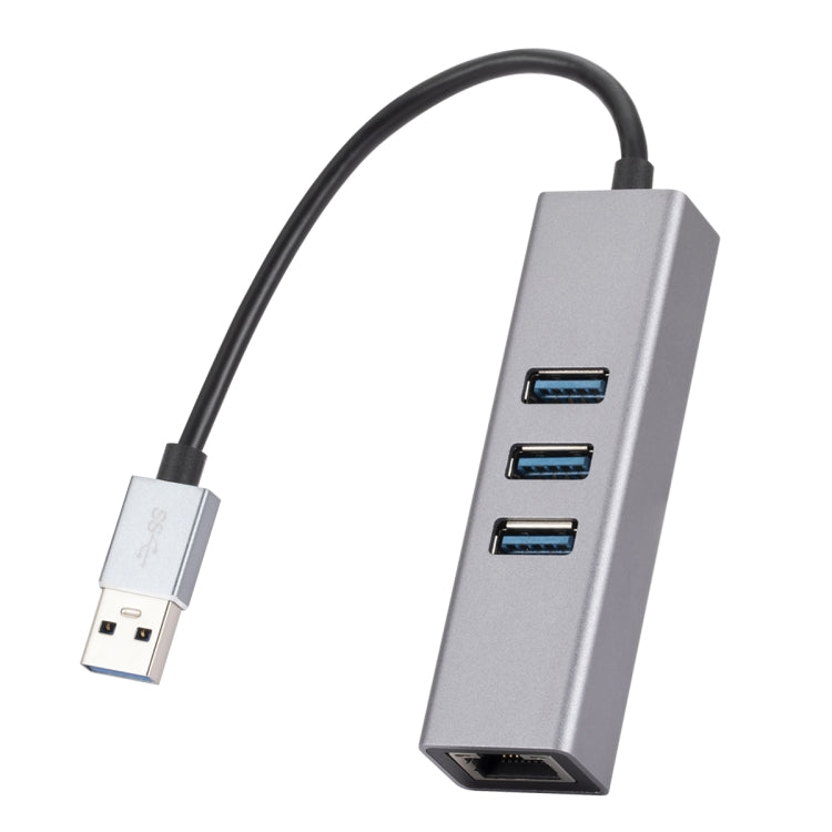 Lisslune | SL-030 USB to Gigabit Ethernet RJ45 & 3 x USB 3.0 Adapter Converter HUB (Gray)