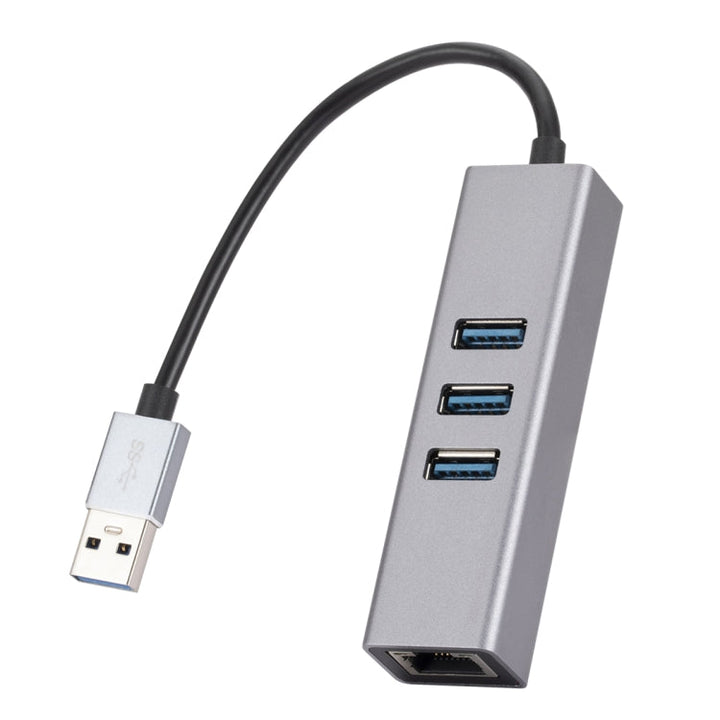 Lisslune | SL-030 USB to Gigabit Ethernet RJ45 & 3 x USB 3.0 Adapter Converter HUB (Gray)