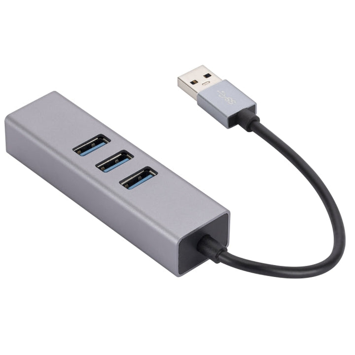 Lisslune | SL-030 USB to Gigabit Ethernet RJ45 & 3 x USB 3.0 Adapter Converter HUB (Gray)