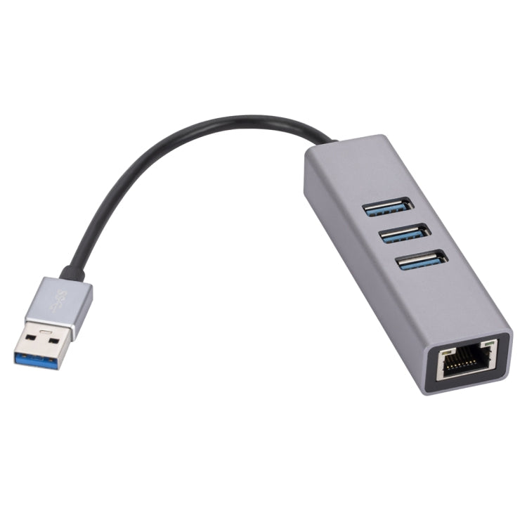 Lisslune | SL-030 USB to Gigabit Ethernet RJ45 & 3 x USB 3.0 Adapter Converter HUB (Gray)